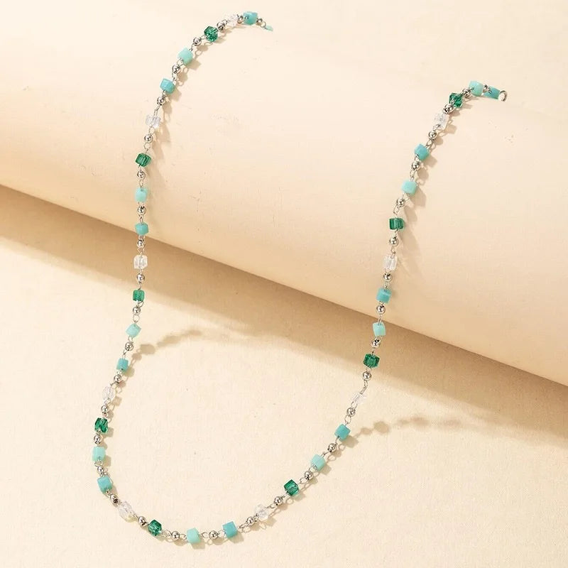 Rainbow Bead Choker Necklace