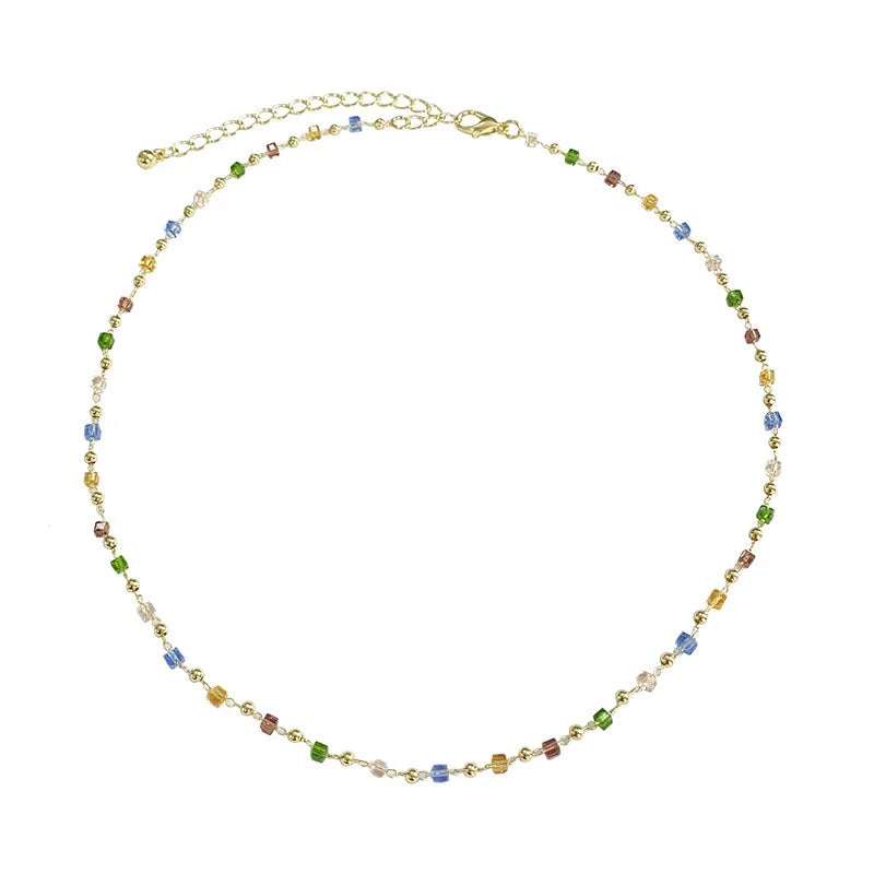 Rainbow Bead Choker Necklace