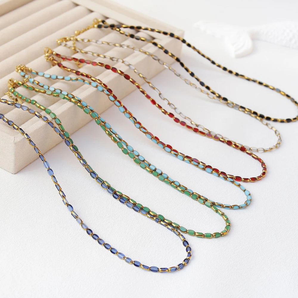 Color Bead Chain Necklace – Multiple Variants