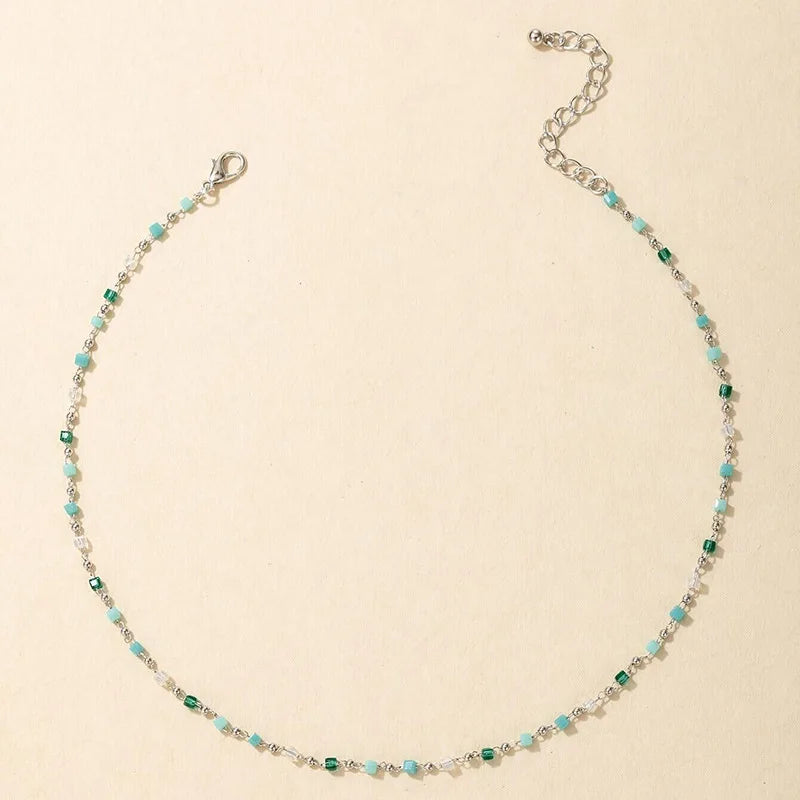 Rainbow Bead Choker Necklace