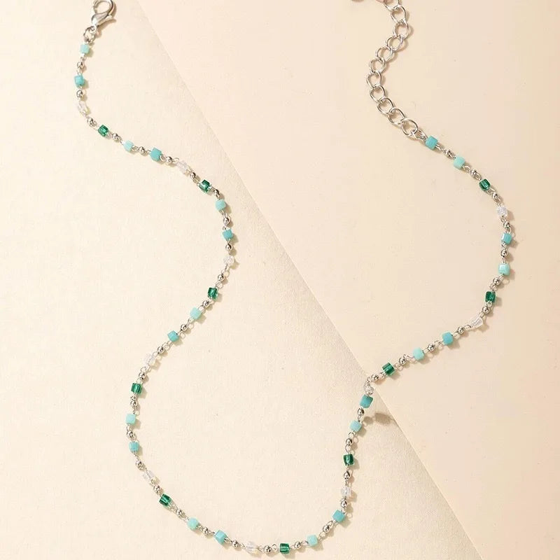 Rainbow Bead Choker Necklace
