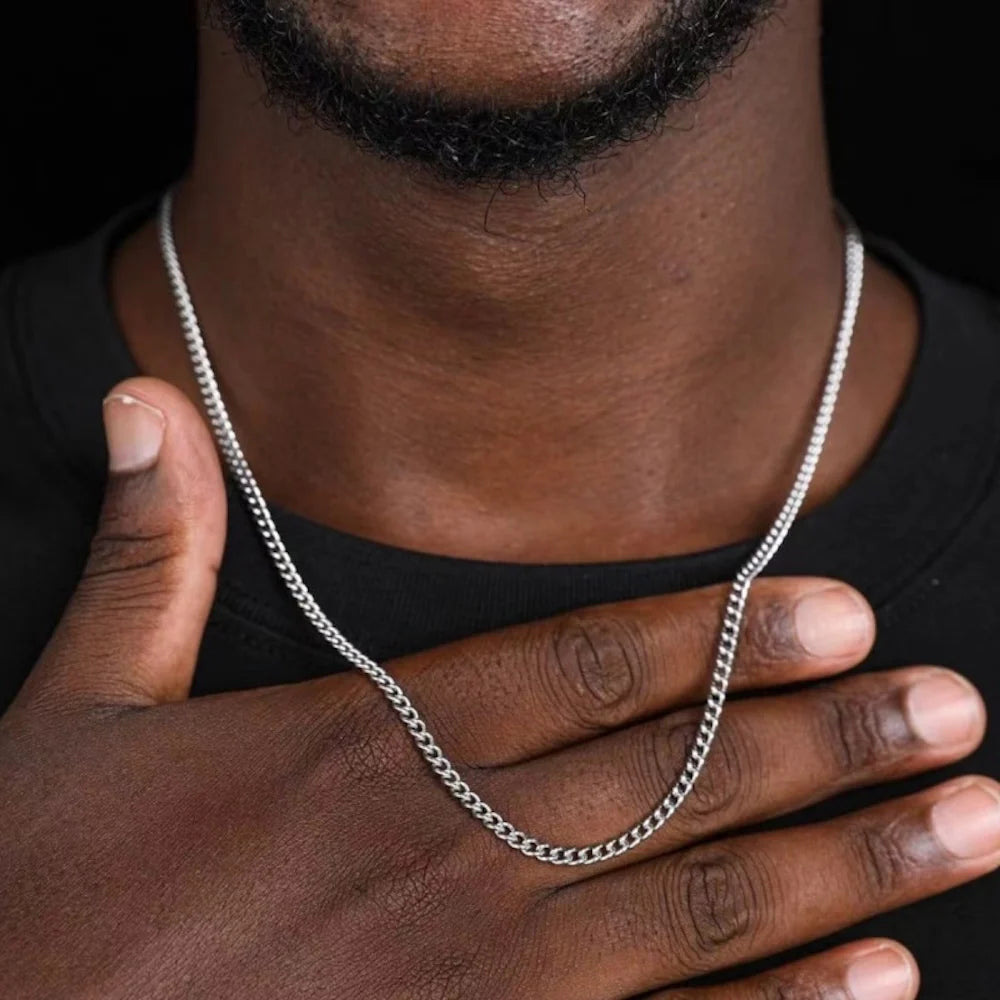 Classic Silver Curb Chain Necklace
