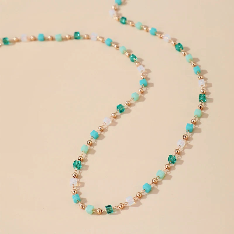Rainbow Bead Choker Necklace