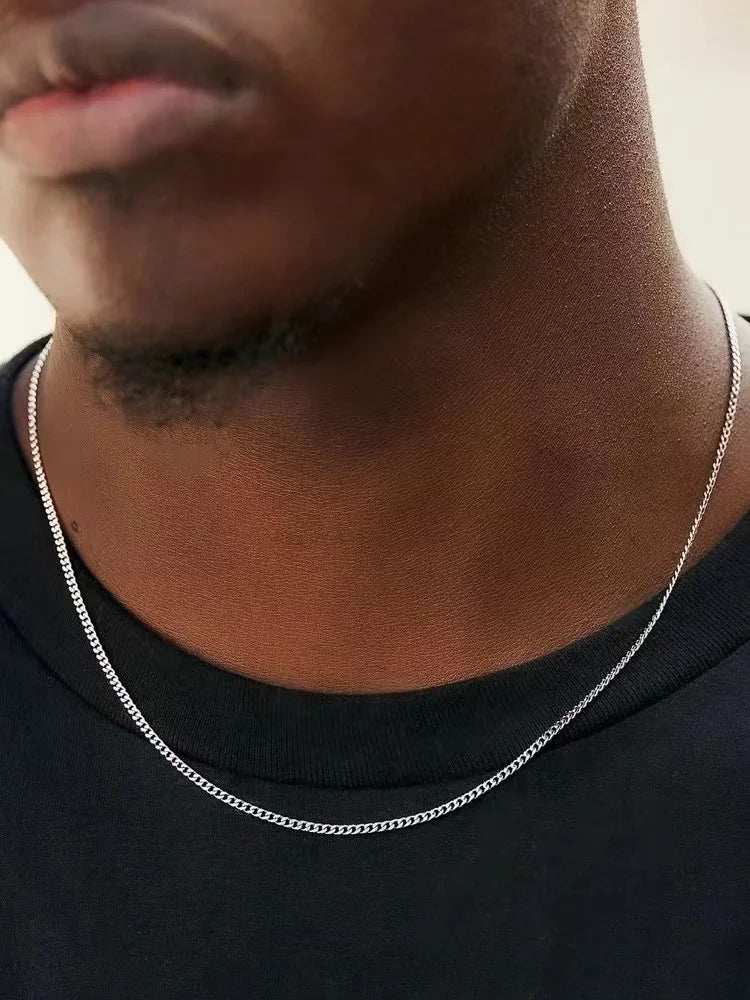 Classic Silver Curb Chain Necklace