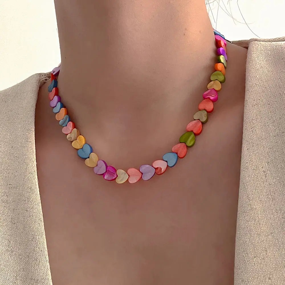 Colorful Heart Bead Necklace