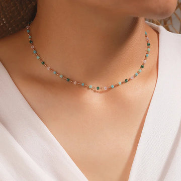 Rainbow Bead Choker Necklace