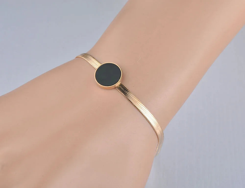 Bracelet with Black Round Charm