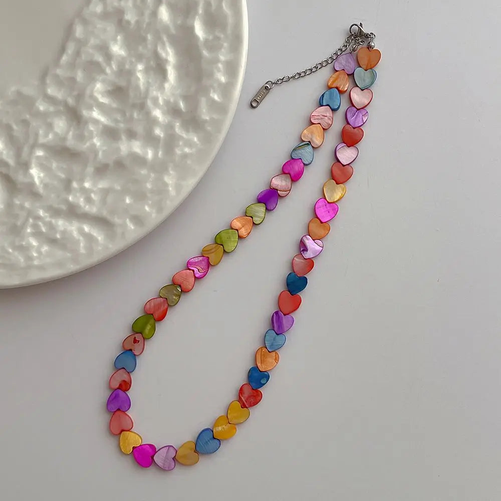 Colorful Heart Bead Necklace