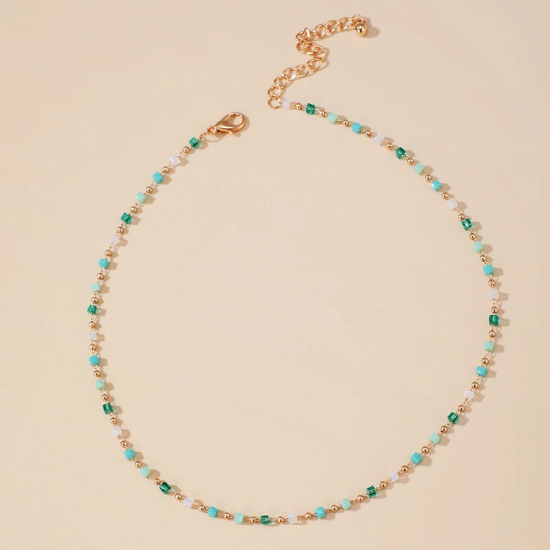 Rainbow Bead Choker Necklace