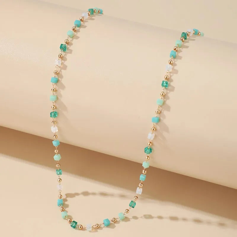 Rainbow Bead Choker Necklace
